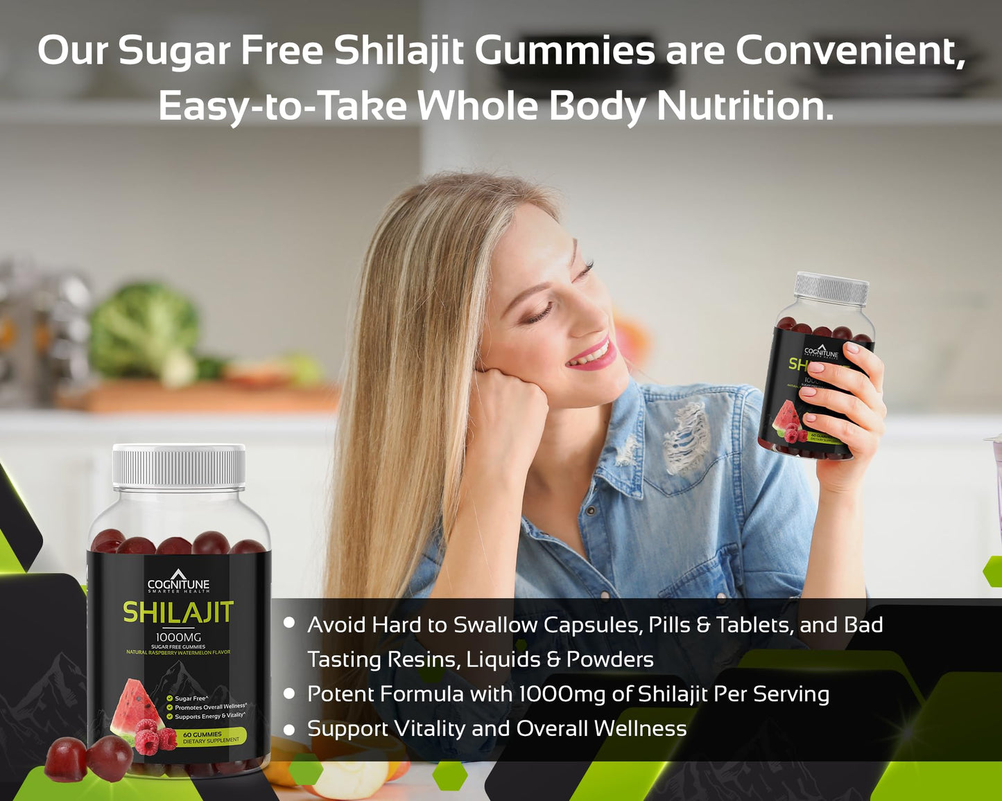 Shilajit Gummies 1000mg – Himalayan Shilajit with Fulvic Acid | Raspberry-Watermelon, Vegan, Sugar-Free