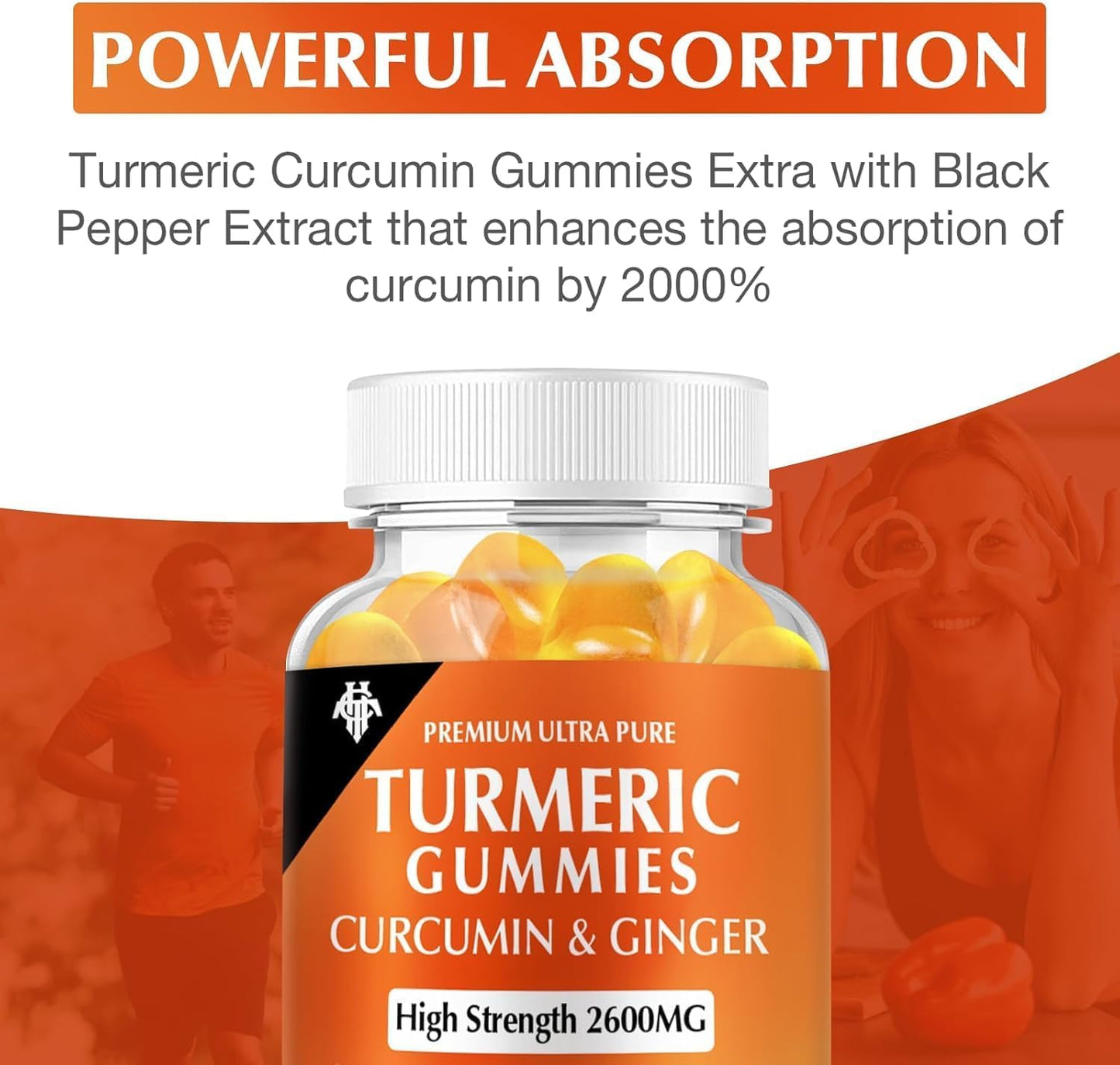 Turmeric Curcumin Gummies (2 Pack) – Ginger & Black Pepper | Immune & Muscle Support | Vegan, Gluten Free