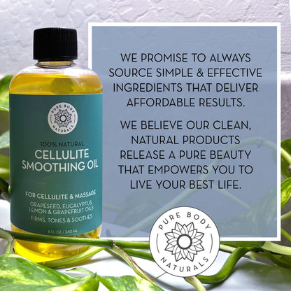Pure Body Naturals Anti Cellulite Massage Oil – 8 oz | Natural Cellulite Remover for Legs & Thighs | Vegan, Made in USA