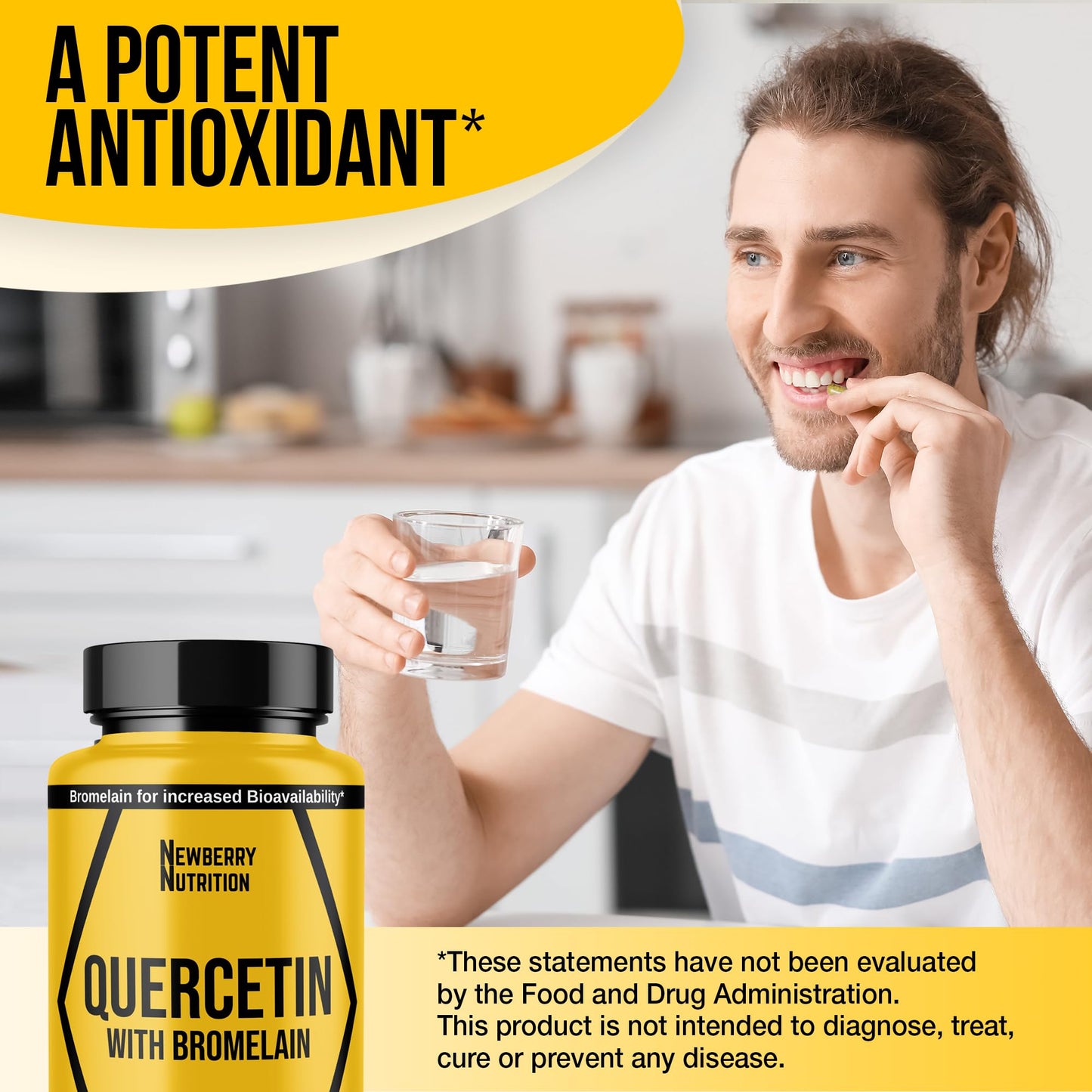 Newberry Nutrition Quercetin with Bromelain 1200mg | Immune Support & Antioxidant | 60 Count