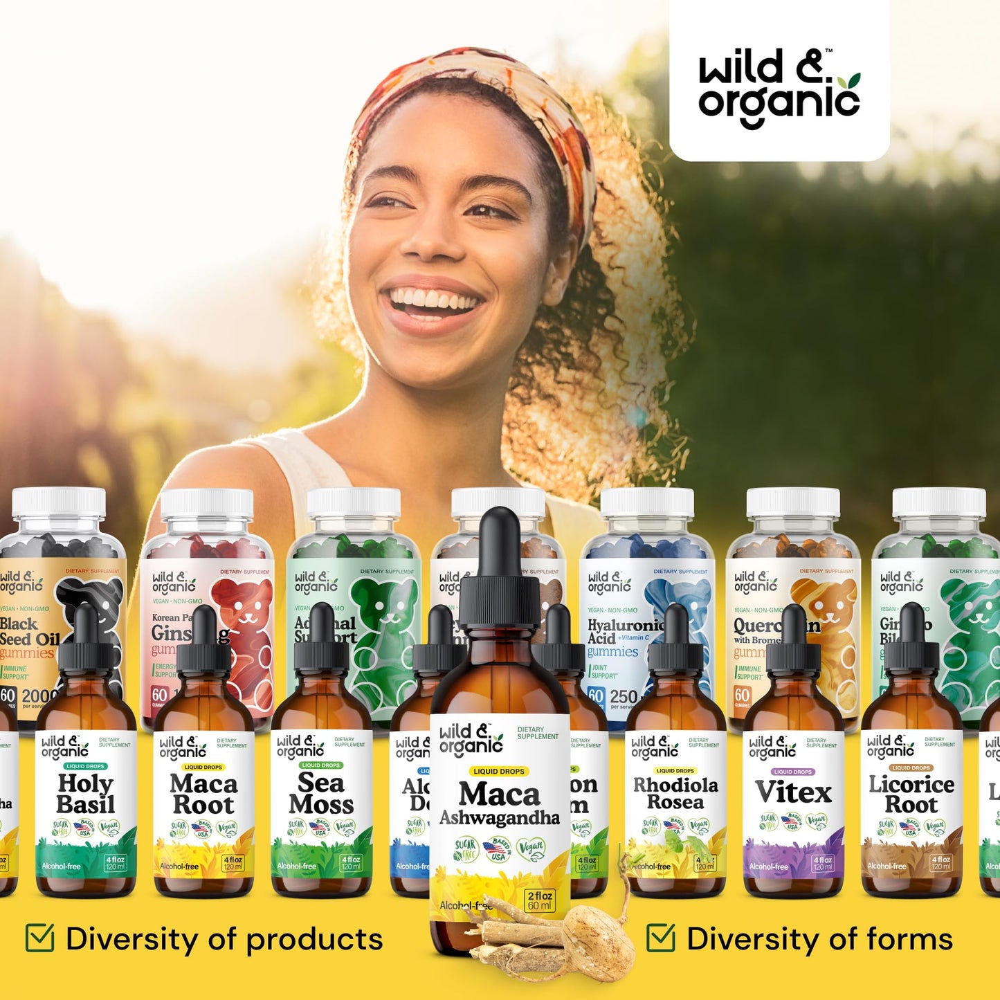 Wild & Organic Maca Ashwagandha Drops for Men and Women - Peruvian Maca Root & Ashwagandha Tincture - 2 fl oz
