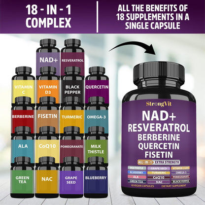 NAD Resveratrol Liposomal NAD+ Booster with Berberine & Quercetin | USA