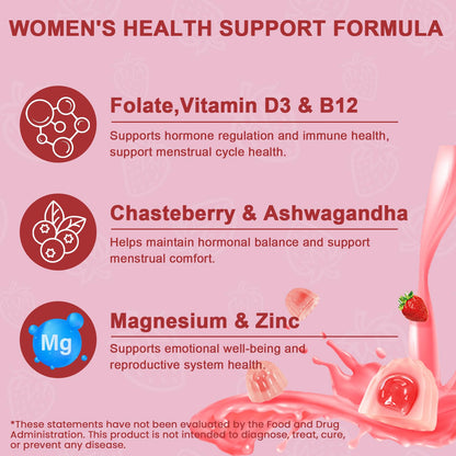 Myo-Inositol & D-Chiro Inositol Gummies for Women – 2000mg/50mg, 40:1 Ratio, Magnesium & Vitamin D3, 60 Gummies | Vegan & Gelatin-Free