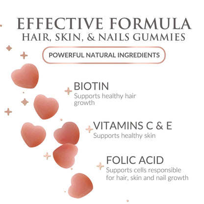 Sugar Free Hair Vitamins Gummies with Biotin 5000 mcg – Supports Hair Growth