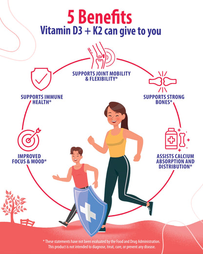 Sugar-Free Vitamin D3 K2 Gummies 5000 IU – Immune & Bone Support for Adults | Vegan, Halal, Gluten-Free