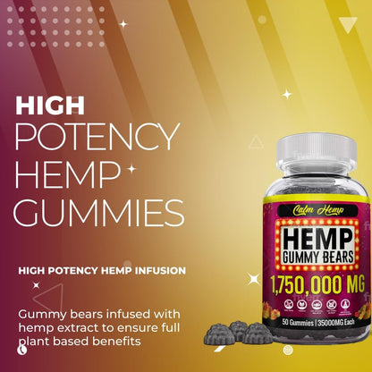 Organic Hemp Gummies Neuropathy Support - Vegan High Potency Hemp Oil, Omega 3-6-9, Vitamin B2 Made in USA