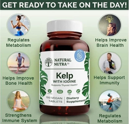 Natural Nutra Kelp Iodine — Thyroid Support, 225 mcg, 100 Tablets