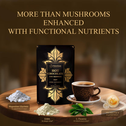 Mushroom Hot Chocolate – Calm Coffee Alternative | 10 Mushrooms, Vegan & Keto | 8.5 oz