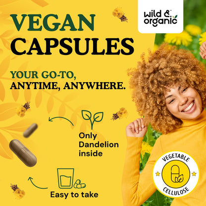 Wild & Organic Dandelion Root Capsules – 2000 mg per Capsule, Liver Support