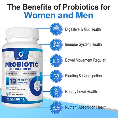 300 Billion CFU Probiotic – 12 Strains + 3 Prebiotics, Vegan