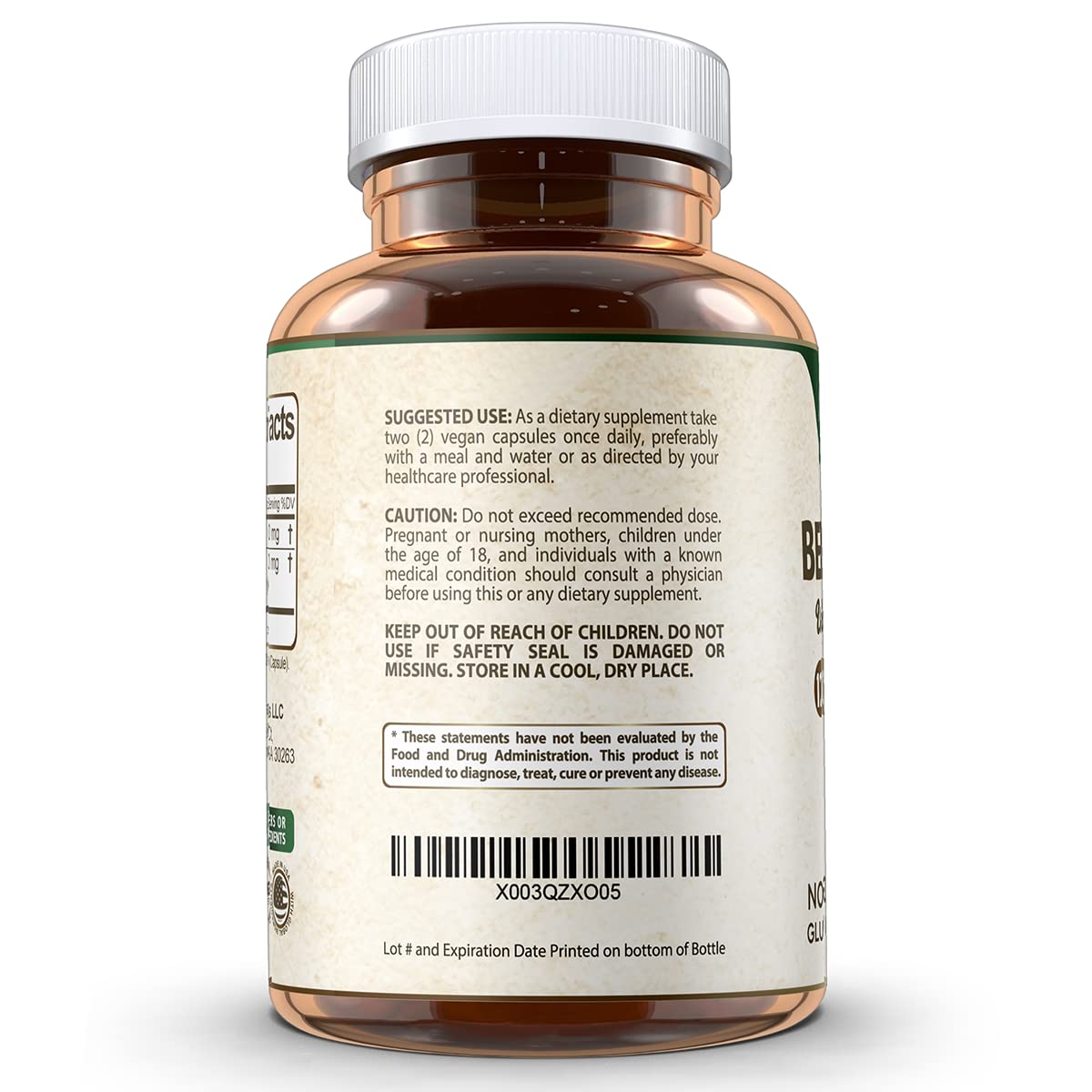 Vegan Labs Berberine HCL 1200MG with Organic Ceylon Cinnamon - 180 Vegan Capsules