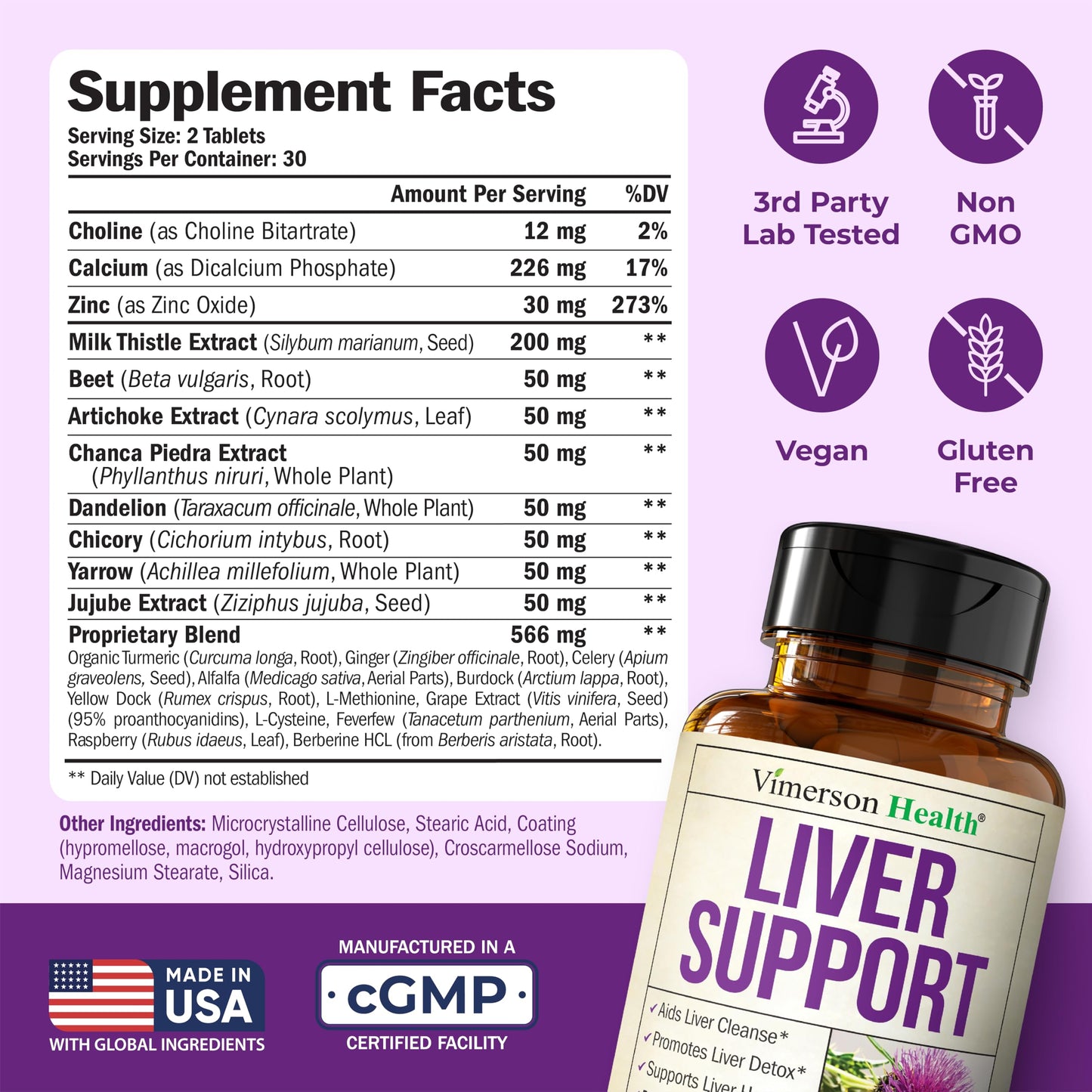 Vegan Liver Cleanse Detox & Repair  Milk Thistle & Dandelion Root | 60 Tablets