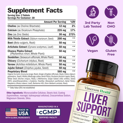 Vegan Liver Cleanse Detox & Repair  Milk Thistle & Dandelion Root | 60 Tablets