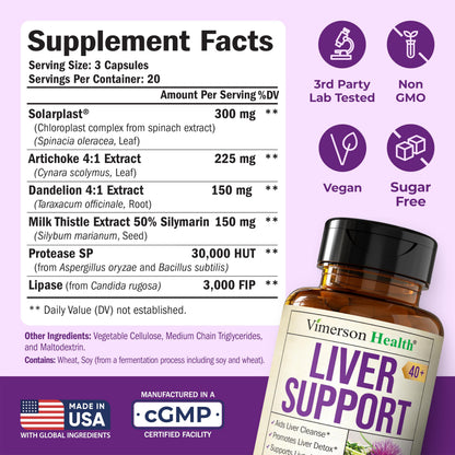 Vegan Liver Cleanse Detox & Repair – 60 Capsules | Milk Thistle, Dandelion & Artichoke
