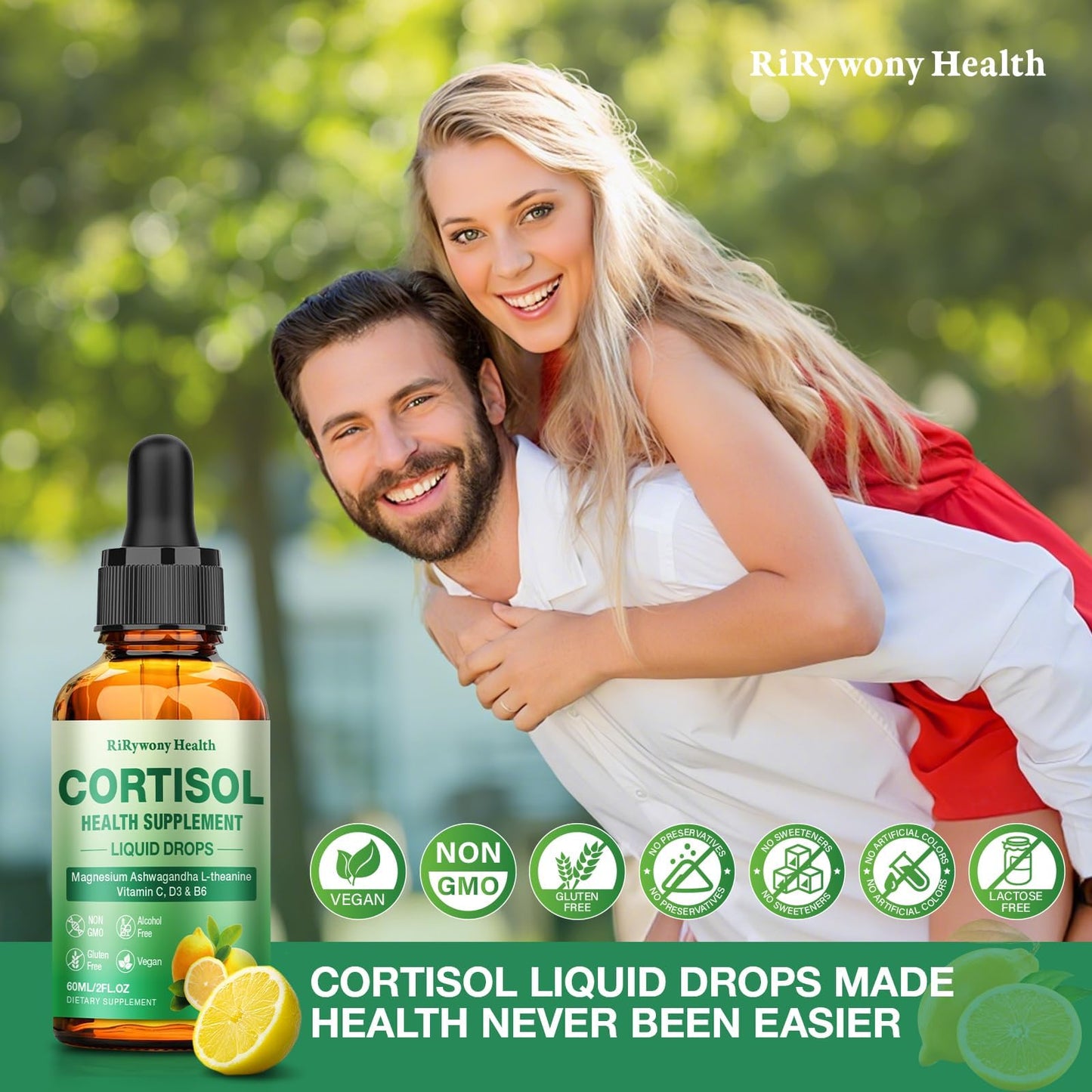 Cortisol Detox Supplement for Women & Men - Magnesium Glycinate, Ashwagandha, L-Theanine, Phosphatidylserine | 2 oz Lemon Drops
