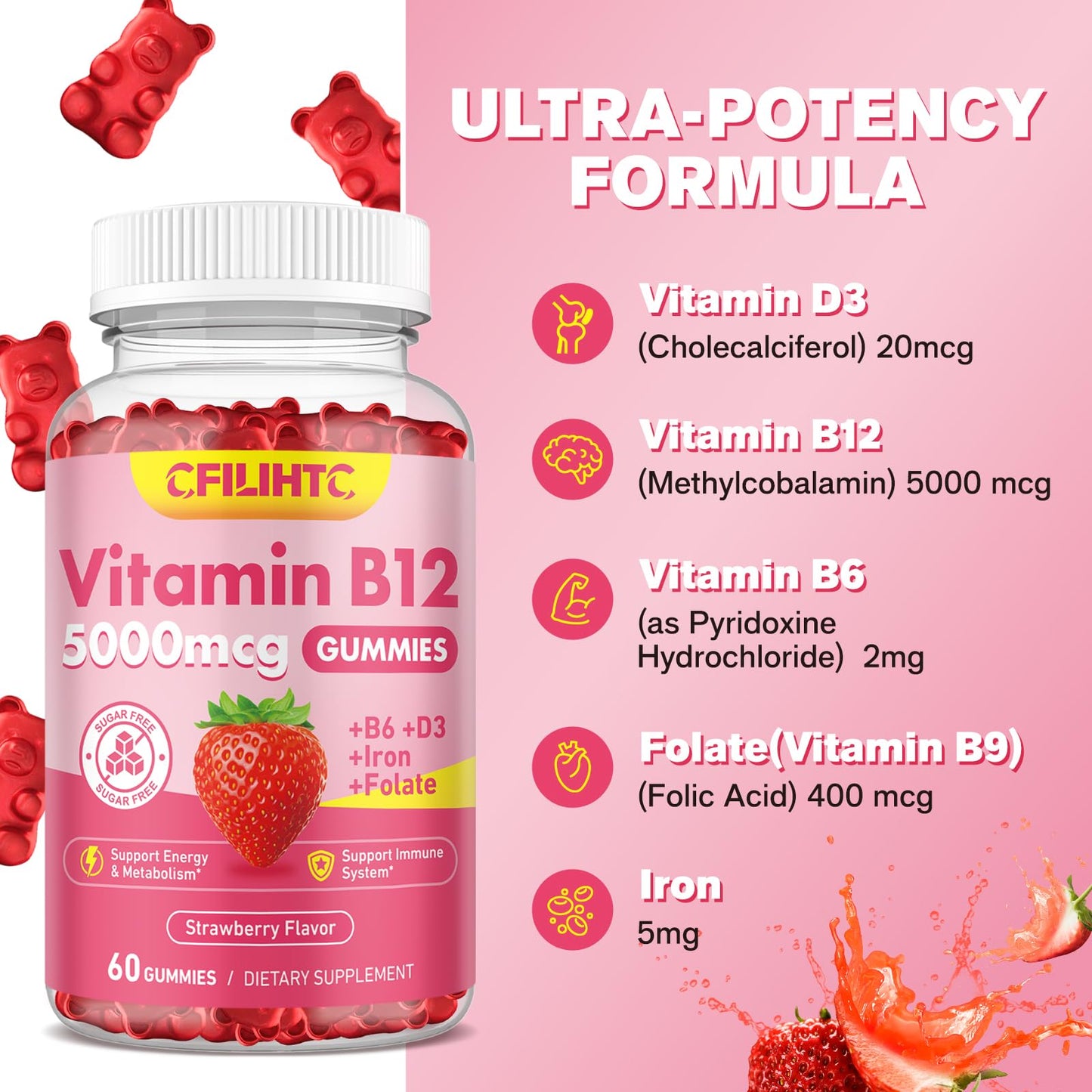 Vitamin B12 Gummies 5000mcg – Energy, Metabolism & Mood Support