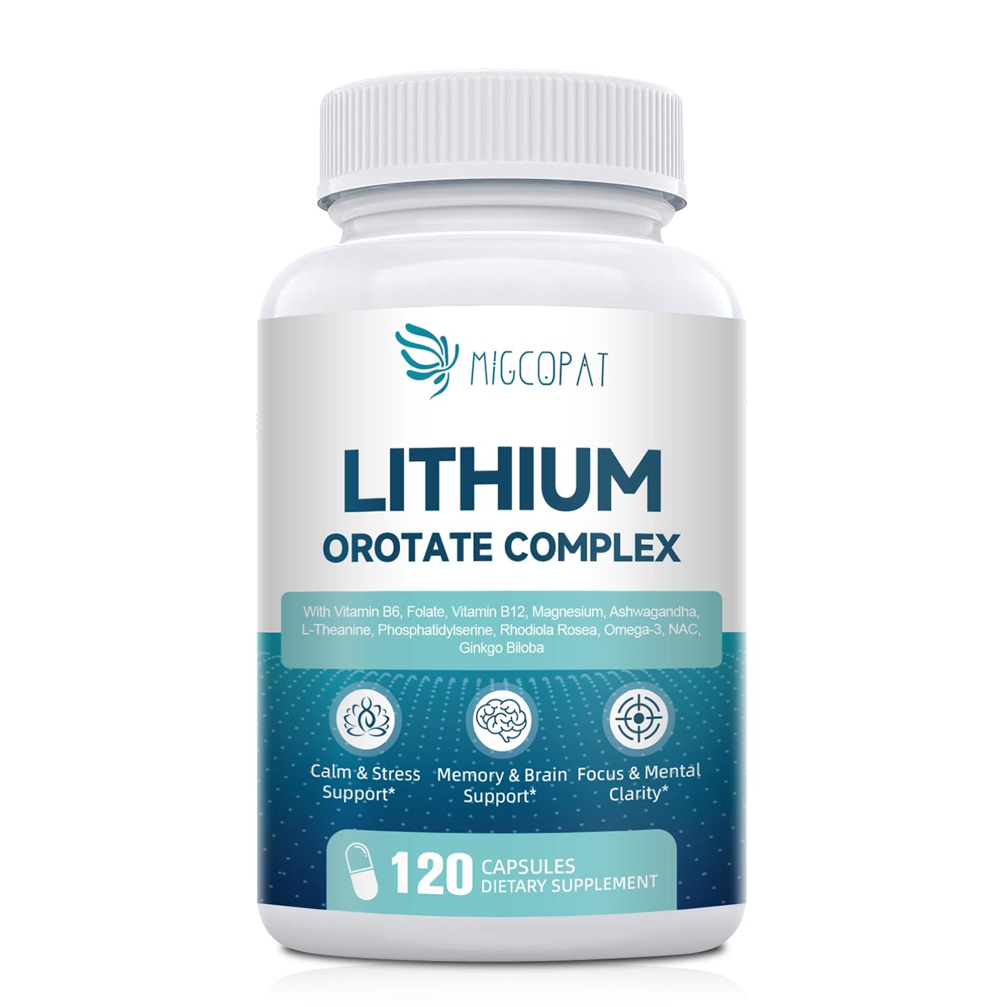Lithium Orotate Complex – 7-in-1 Brain Health Support | Vegan, Non-GMO, 120 Capsules