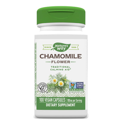 Nature's Way Chamomile Flower 700 mg | Calming Herbal Supplement | Non-GMO, Gluten Free | 100 Vegan Capsules