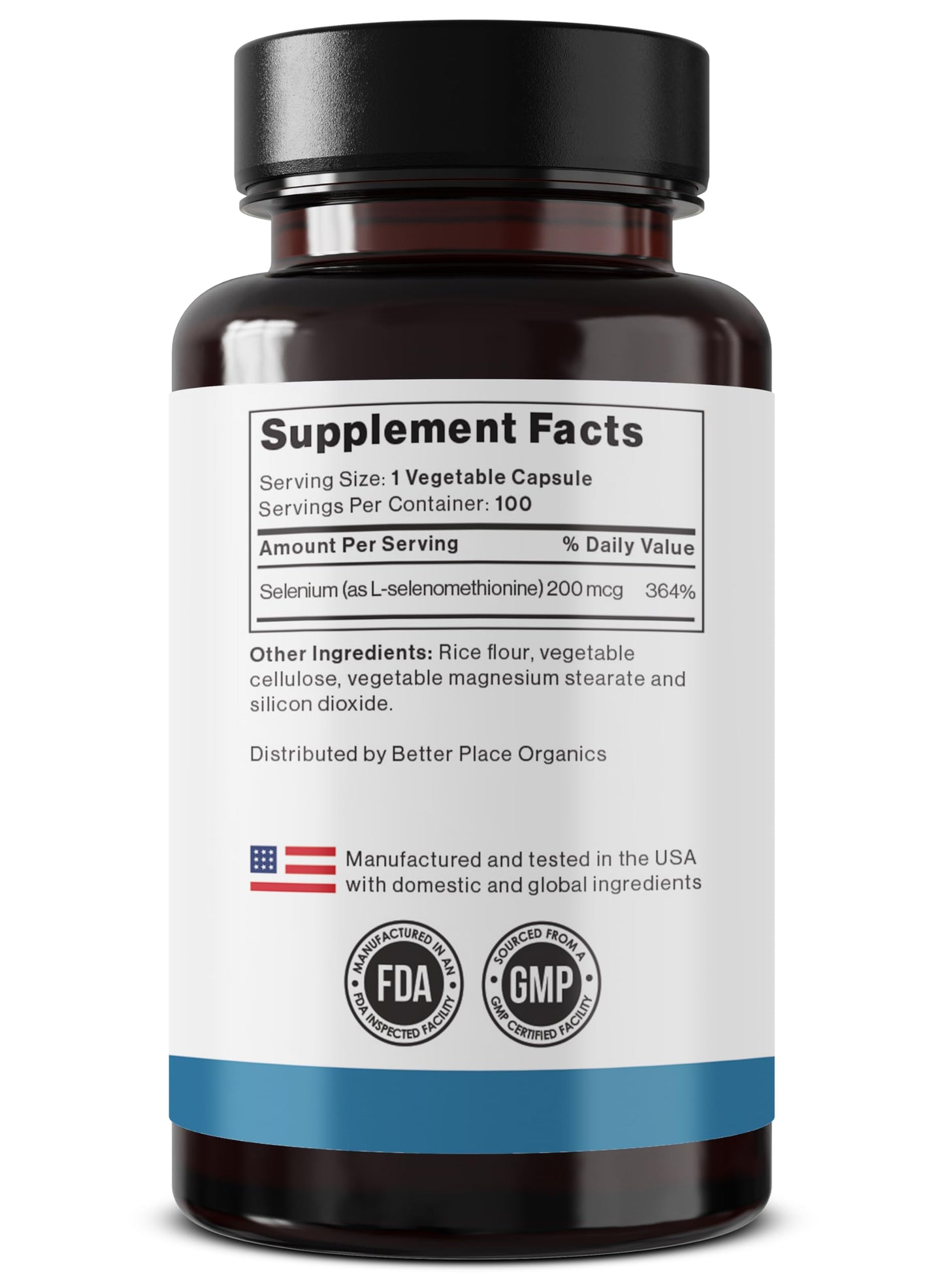 Better Place Selenium 200mcg | 100 Vegetarian Capsules | Immune Support & Thyroid Health