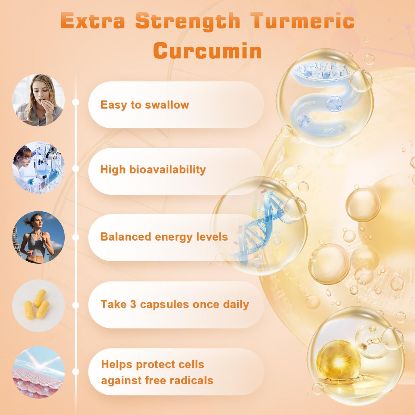 Turmeric Curcumin 1800mg with 95% Curcuminoids & Black Pepper – High Absorption, Extra Strength, 90 Capsules