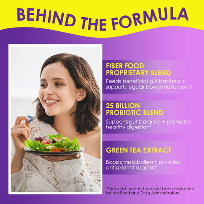 Fiber Gummies for Adults - 8g Daily Fiber, Probiotics & Green Tea