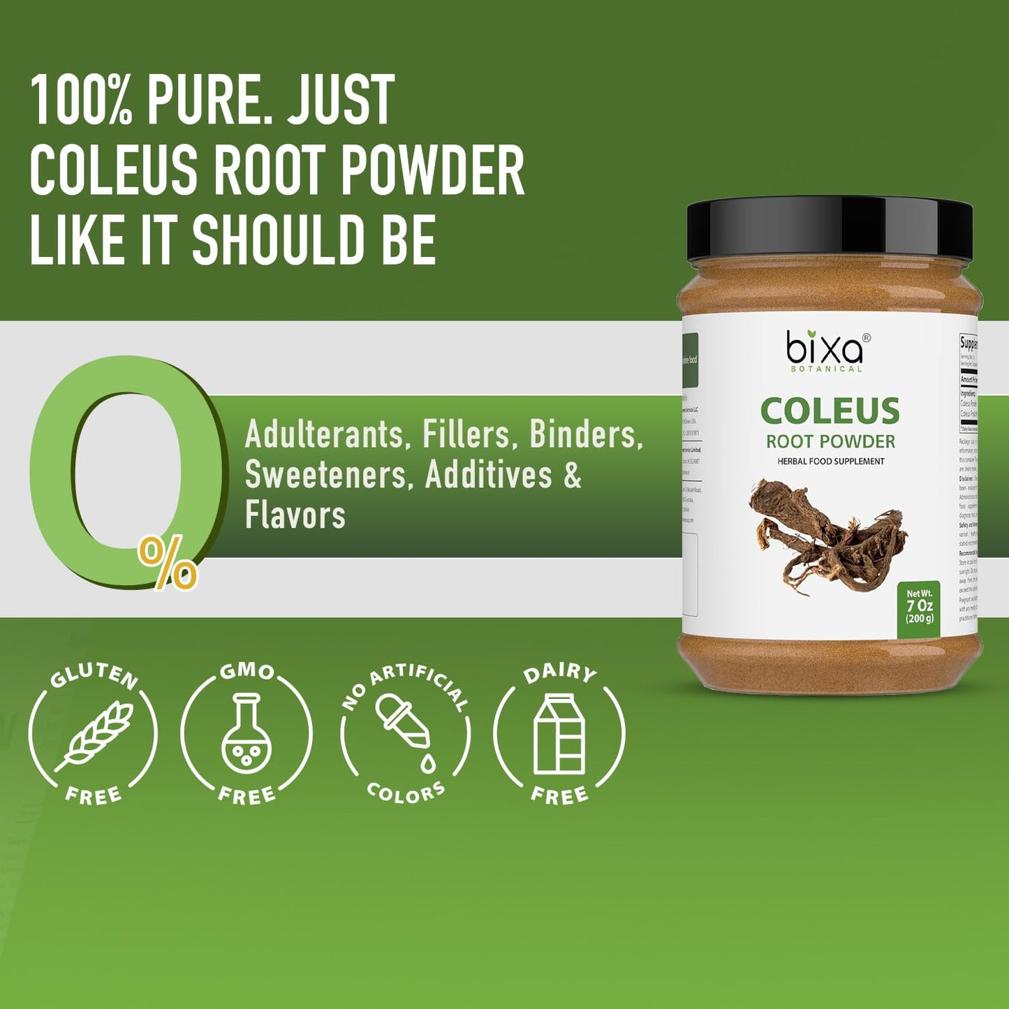 Bixa Botanical Coleus Forskohlii Root Powder – Forskolin-Rich, Lab-Tested, Vegan, Non-GMO (200g/7oz)
