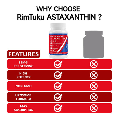 35mg Liposomal Astaxanthin Supplement – Antioxidant Support for Skin, Joints & Eyes (Vegan, Non-GMO)