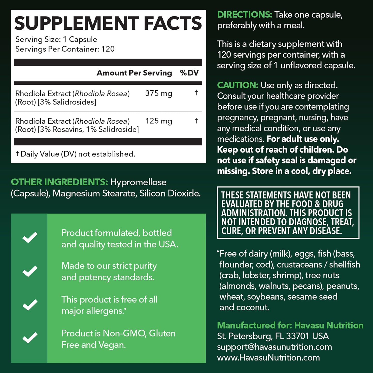 Rhodiola Rosea Supplement - 3% Salidrosides, 4-Month Supply