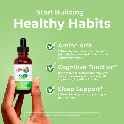 MaryRuth's L-Theanine 200mg Liquid Drops - Mood, Focus & Sleep Support | Vegan, Non-GMO, Gluten Free | 30 Servings