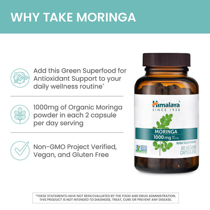 Himalaya Moringa - Herbal Superfood 1000 mg, 60 Capsules | Vegan, Non-GMO, Gluten Free