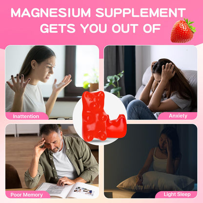 Magnesium L-Threonate Gummies 1000mg – Sugar-Free Strawberry, 120 Count