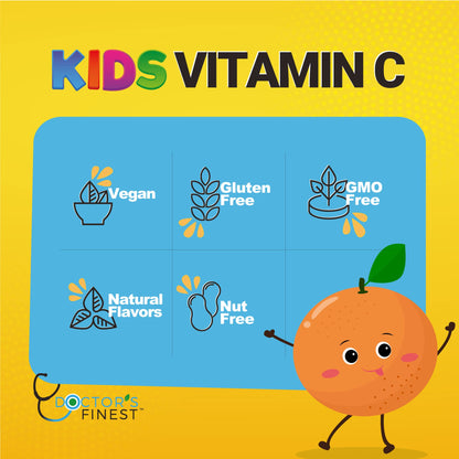 Doctors Finest Vitamin C Gummies for Kids – Vegan, GMO Free & Gluten Free | 250 mg Vitamin C per Serving | 90 Jellies (45 Doses)