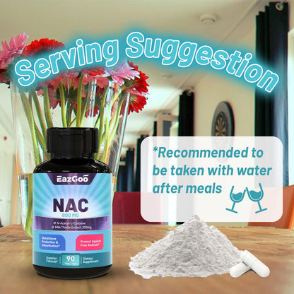 NAC 800mg + Milk Thistle 200mg Capsules – Antioxidant, 90 Count, Vegan