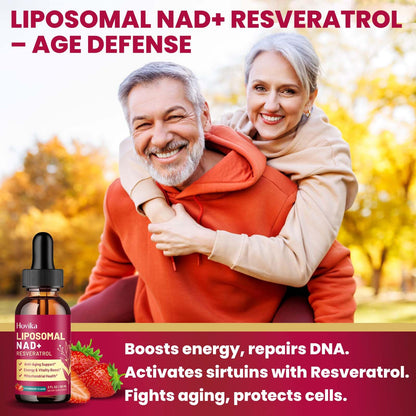 2 Pack Liposomal NAD+ Drops 1200mg - Strawberry Flavor, Resveratrol & Black Pepper