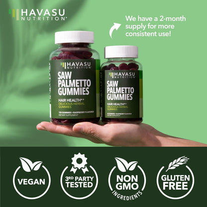 Saw Palmetto Gummies for Men – DHT Blocker for Hair & Prostate Health – Raspberry, Vegan, 60 Count