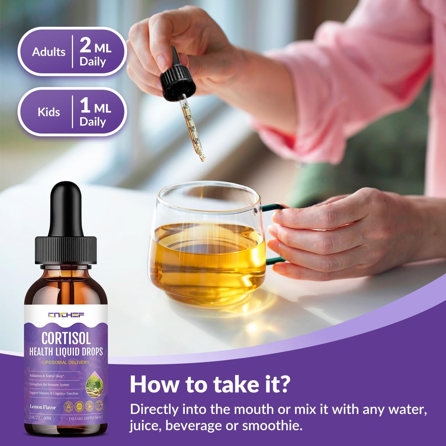 Cortisol Support Liquid Drops 2 fl oz – Hormone Balance, Sleep & Mood