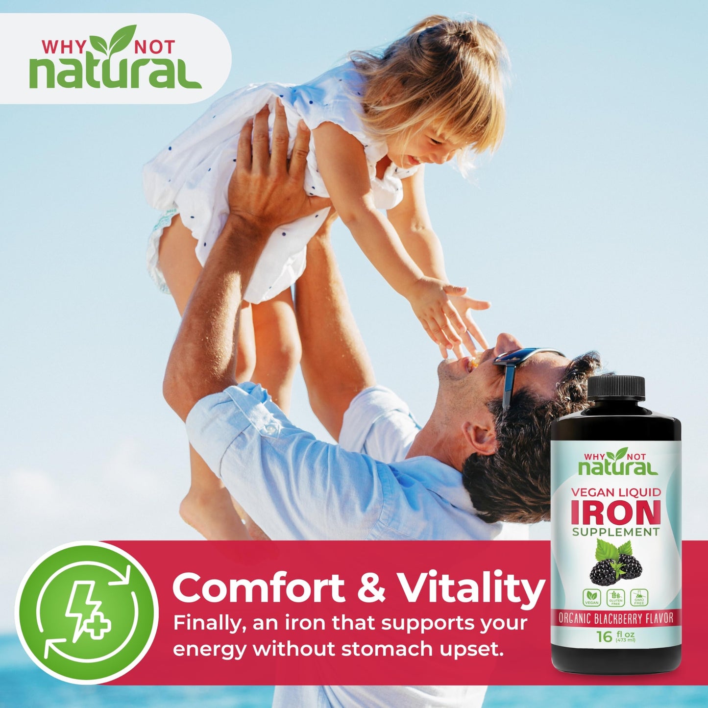 Liquid Iron Supplement – Ferrous Bisglycinate, Vegan, Blackberry 16 oz