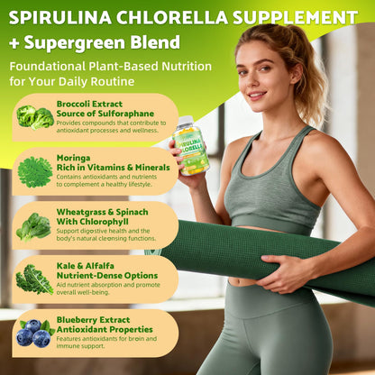2 Pack Organic Spirulina & Chlorella Gummies – Pineapple Flavor, Vitamin C & Zinc