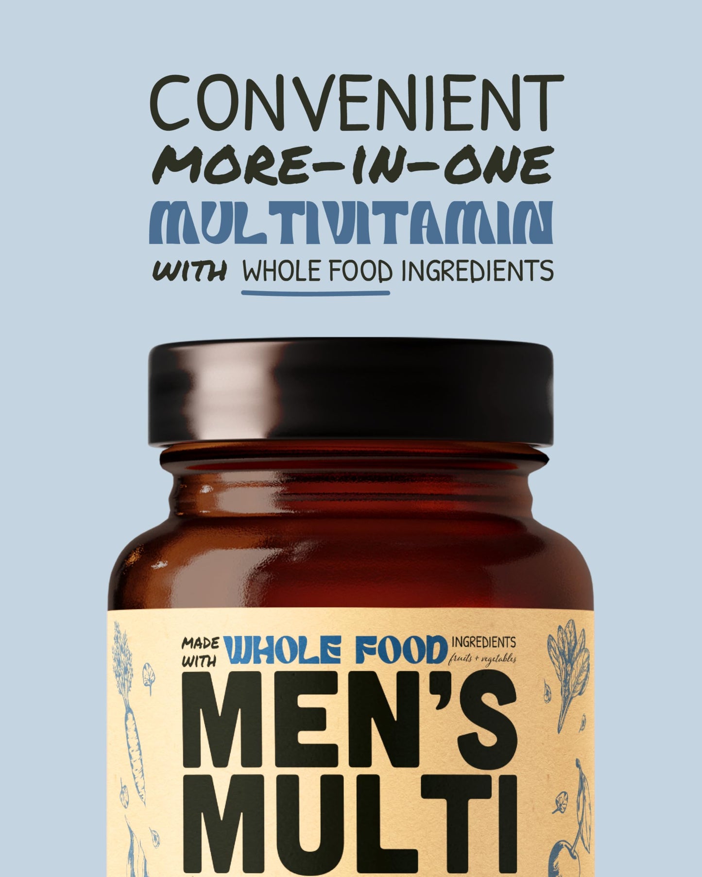 Multivitamin for Men | Daily Methylated B Complex, Whole Food Ingredients | Vegan & Non-GMO | 60 Caps