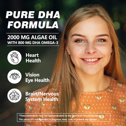 Vegan Omega-3 DHA Supplement - Algae Oil 800mg per Serving | 60 Softgels
