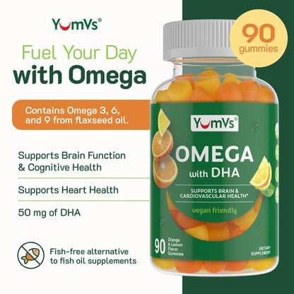 Vegan Omega 3 Gummies with Algae Oil – Plant-Based DHA, Non-GMO – 90 Gummies