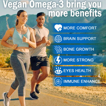 Vegan Omega-3 Gummies 1280mg + Vitamin D3 K2 (MK7) – Algae EPA 600mg & DHA 400mg, MCT Oil, Sugar Free