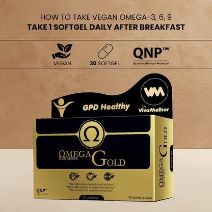 Vegan Omega Gold: Plant-Based Omega 3, 6 & 9, 30 Capsules