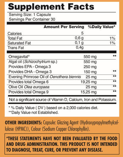 Vegan Omega Gold: Plant-Based Omega 3, 6 & 9, 30 Capsules