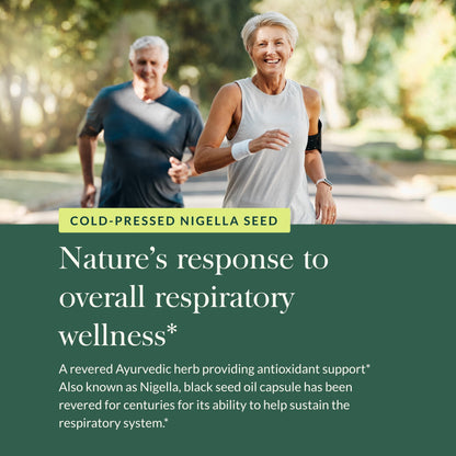 Gaia Herbs Black Seed Oil – Cold-Pressed Nigella sativa Capsules for Lung & Respiratory Support | 60 Vegan Phyto-Capsules