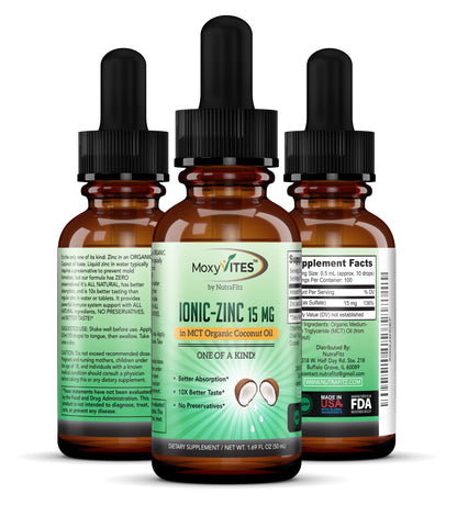 Organic Zinc Supplements for Kids, Adults - Zinc Sulfate - Liquid Zinc Supplement - Pure Ionic Zinc Drops in Coconut Oil for Immune Support, Skin - NO Preservatives & Great Taste - 100 Vegan Servings