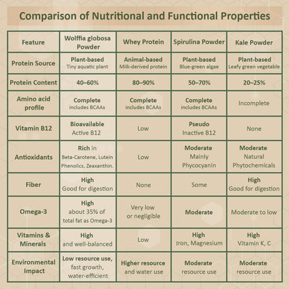 Premium Dried Wolffia globosa Superfood | Low Carb, High Protein 40% | Rich in Minerals, Vitamins A E B12 & Essential Amino Acids | The Future of Sustainable Plant-Based Nutrition 2.11 oz (60g)