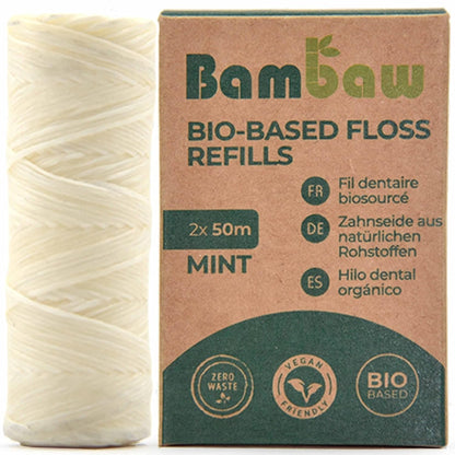 Vegan Refill Dental Floss | 2 x 55 Yards | Plastic Free, Zero Waste | Bambaw Mint