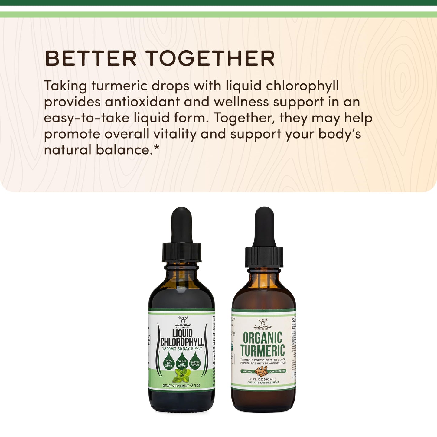 Chlorophyll Liquid Drops Peppermint 2oz by Double Wood – Digestion, Gut Health, Energy & Detox | Vegan Safe