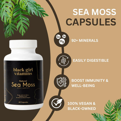 Organic Sea Moss Capsules – 92 Minerals | Vegan Immune & Thyroid Support